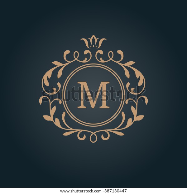Elegant floral monogram design template for one
or two letters . Wedding monogram. Calligraphic elegant ornament.
Business sign, monogram identity for restaurant, boutique, hotel,
heraldic, jewelry.