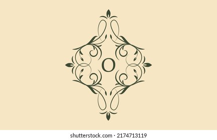 An elegant floral monogram template for one or two letters such as O. Exquisite calligraphic ornament. Business sign, monogram is identical for restaurant, boutique, cafe, hotel and other