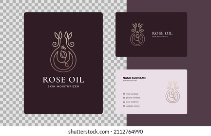 Elegant floral oil logo illustration Premium Vector