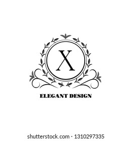 Elegant Floral Ornament. Design of a monogram with the letter B. Logo emblem, hotel, restaurant, jewelry.