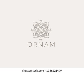 Elegant Floral Ornament Logo Design. Yoga logotype vector design.