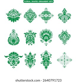 Elegant Floral Ornament Shapes Set in Vintage Style