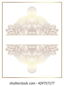 elegant floral ornamental background, golden decor on light pattern, can be use for invitation, wedding, greeting card, cover, packing, vector illustration