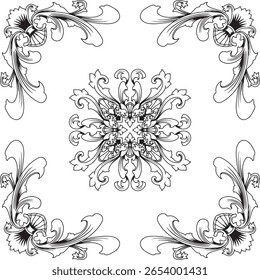 Elegant floral ornamental frame vector illustration, perfect for decorative design, or vintage border element.
