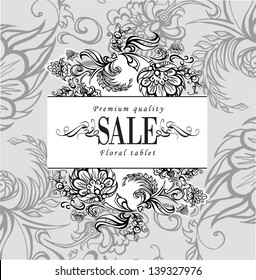 Elegant floral pattern, background, and a label for corporate identity, branding and design