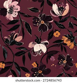 Elegante estampado floral con un fuerte contraste en marrón oscuro