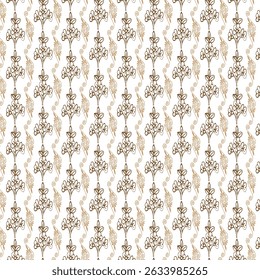 Elegante padrão floral em marrom sobre fundo branco para desenhos decorativos e têxteis