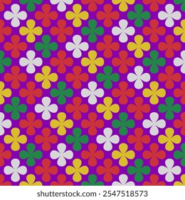 Elegant floral pattern with clover shapes on a seamless background. Luxury geometric vector design in retro style. High quality illustration for decor and print.
