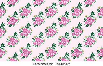 Elegant floral pattern design background for spring, with leaf and flower cute decor.
