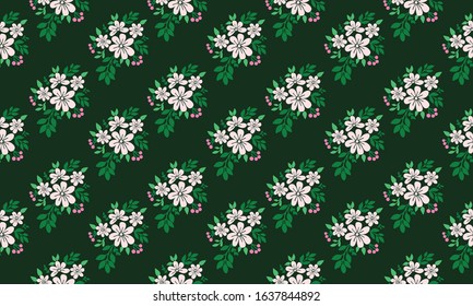 Elegant floral pattern design background for spring, with leaf and flower cute decor.