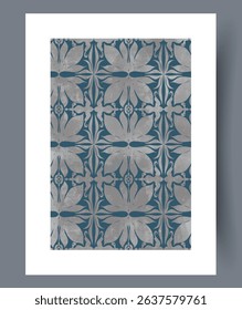 An Elegant Floral Pattern Design that features beautiful Blue and Silver Accents gracefully