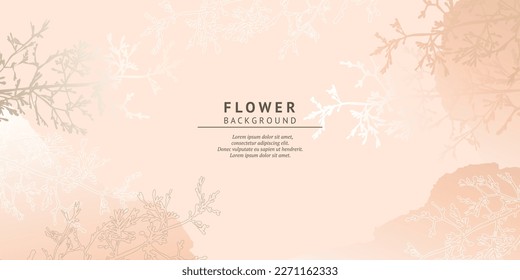 Elegant floral pattern with flower elements on a pastel beige pink background. Vector illustration with plant texture for cover, banner, advertisement, invitation, card, wallpaper