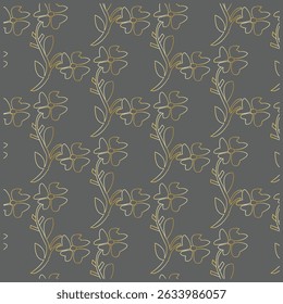 Elegant floral pattern with golden outlines and decorative design for backgrounds