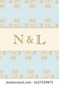 Elegant floral pattern with initials N L
