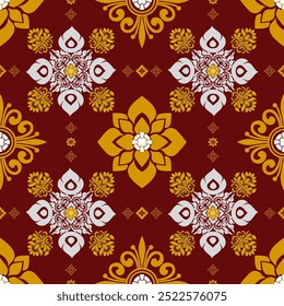 Elegant floral pattern with intricate designs in warm colors