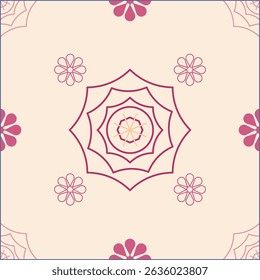 Elegant floral pattern with mandala-inspired design in soft pink tones. Perfect for spa branding, yoga packaging, textiles, wallpapers, and relaxation-themed visuals.