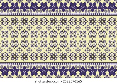 Elegant floral pattern in navy and cream tones