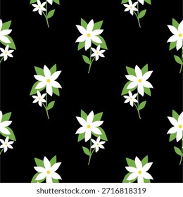 Patrón floral elegante sobre un fondo negro audaz