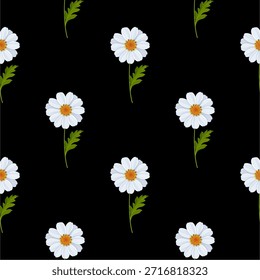 Patrón floral elegante sobre un fondo negro audaz