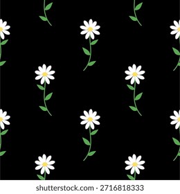 Patrón floral elegante sobre un fondo negro audaz