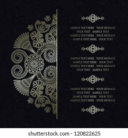 Elegant floral pattern on a dark seamless background. Stylish design. Can be used as a greeting card or wedding invitation