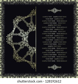 Elegant floral pattern on a dark seamless background. Stylish design. Can be used as a greeting card or wedding invitation