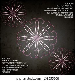 Elegant floral pattern on a dark background. Original design. Can be used as a menu card or invitation.