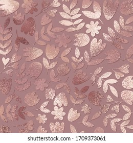 Elegant Floral Pattern. Rose Gold. Vector Illustration