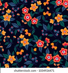 Elegant floral pattern in small colorful flower. Liberty style. Floral seamless background for fashion prints. Ditsy print. Seamless vector texture. Spring bouquet.