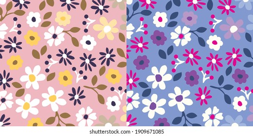 Elegant floral pattern in small colorful flowers. Liberty style. Floral seamless background for fashion prints. Ditsy print. Seamless vector texture. Spring bouquet.
