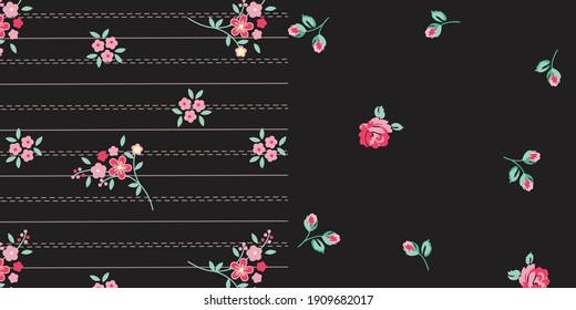 Elegant floral pattern in small colorful flowers. Liberty style. Floral seamless background for fashion prints. Ditsy print. Seamless vector texture. Spring bouquet.