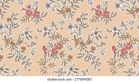 Elegant floral pattern in small  flowers. Liberty style. Floral seamless background for fashion prints. Ditsy print. Seamless vector texture. Spring bouquet.