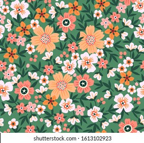 Elegant floral pattern in small hand draw flower. Liberty style. Floral seamless background for fashion prints. Vintage print. Seamless vector texture. Spring bouquet.