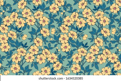 Elegant floral pattern in small hand draw flower. Liberty style. Floral seamless background for fashion prints. Vintage print. Seamless vector texture. Spring bouquet.