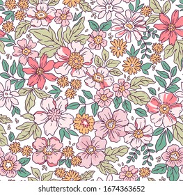 Elegant floral pattern in small hand draw flower. Liberty style. Floral seamless background for fashion prints. Vintage print. Seamless vector texture. Spring bouquet. - Shutterstock ID 1674363652
