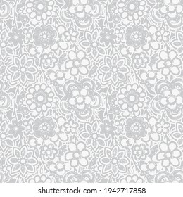 Elegant floral pattern in small hand draw linen grey flowers. Liberty style. Floral seamless background for fashion prints. Vintage print. Seamless vector texture. Spring bouquet.