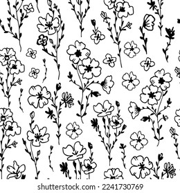 Elegant floral pattern in small hand draw flower.  Floral seamless background for fashion prints. Vintage print. Seamless vector texture. Repeating floral vector pattern. 
