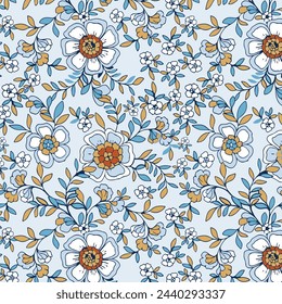 Elegantes Blumenmuster in kleinen Hand ziehen Blumen. Liberty-Stil. Blumenhintergrund für Modedrucke. Vintage-Druck. Frühlingsstrauß.