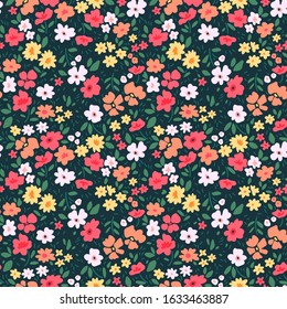 Elegant floral pattern in small multi colored flower. Liberty style. Floral seamless background for fashion prints. Ditsy print. Seamless vector texture. Spring bouquet.