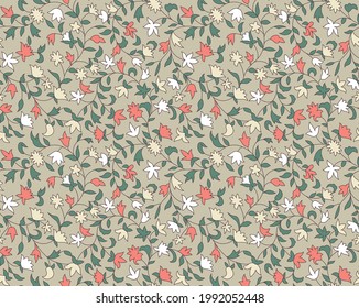 Elegant floral pattern in small pink, white and light blue flower