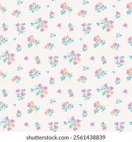 Elegant floral pattern in small pink flower. Vintage flower seamless. Ditsy design, ditsy floral pattern. Liberty style. Floral seamless background for surface design, fashion print. Spring bouquet
