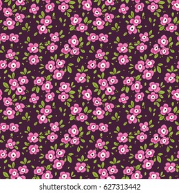 Elegant floral pattern in small pink flower. Liberty style. Floral seamless background for fashion prints. Ditsy print. Seamless vector texture. Spring bouquet.