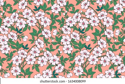Elegant floral pattern in small white flower. Liberty style. Floral seamless background for fashion prints. Seamless vector texture. Spring bouquet.