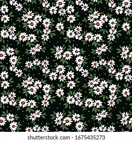 Elegant floral pattern in small white flower. Liberty style. Floral seamless background for fashion prints. Ditsy print. Seamless vector texture. Spring bouquet.