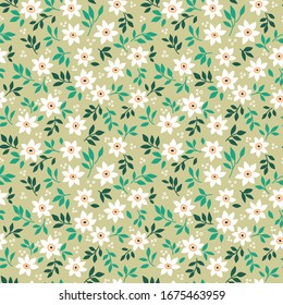 Elegant floral pattern in small white flower. Liberty style. Floral seamless background for fashion prints. Ditsy print. Seamless vector texture. Spring bouquet.