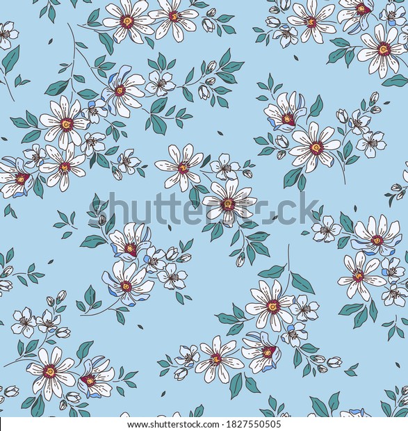 Elegant Floral Pattern Small White Flowers Stok Vektör (Telifsiz ...