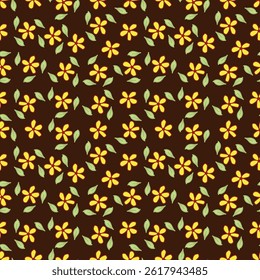 Elegant floral pattern in small yellow flower. Liberty style. Floral seamless background for fashion prints. Ditsy print. Seamless vector texture. Spring bouquet.