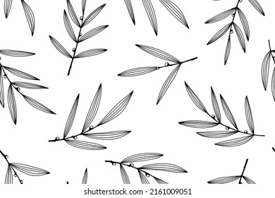 Elegant floral pattern for wallpaper design. Cute plants. Hand drawn organic print. Interior decor