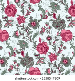 Elegant Floral Print Design for Fabrics or Wallpaper