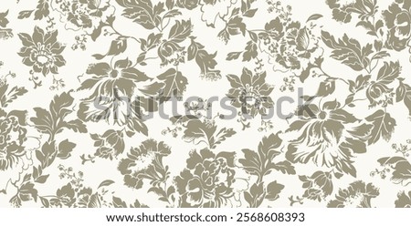 Elegant Floral Print Seamless Pattern in Light Gray